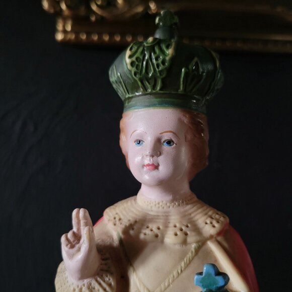 Vintage Infant Of Prague Catholic Statue, Vintage Plastic Religious Figure - Picture 2 of 7